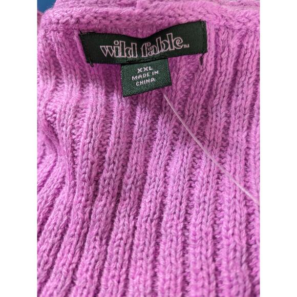 Wild Fable Ribbed Sweater VNeck Neon Purple XXL Casual Side Slit‎ Career Top 2XL - Picture 5 of 8